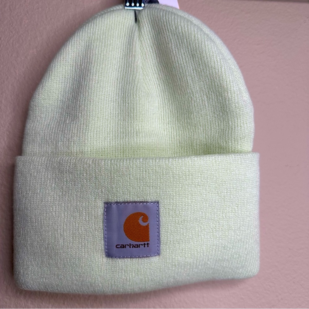 Carhartt Unisex Beanie Knit Cuffed Fold Over Acrylic Lemongrass Ribbed NWT